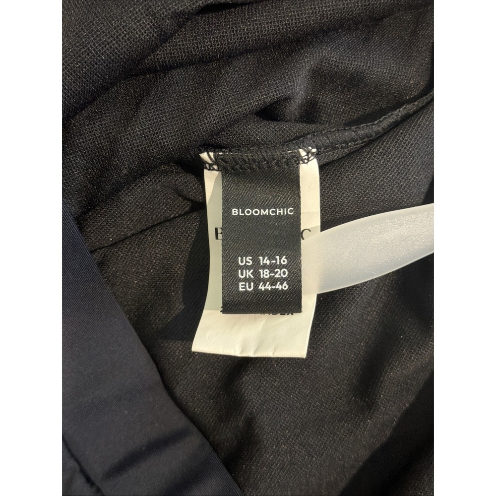 Bloomchic Contrast Patchwork Gathered Half Zip Swim Black & Blue Size 14 NWOT - Picture 12 of 16